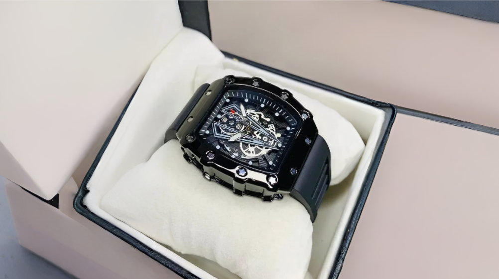 Black Skelton Chronograph Watch.