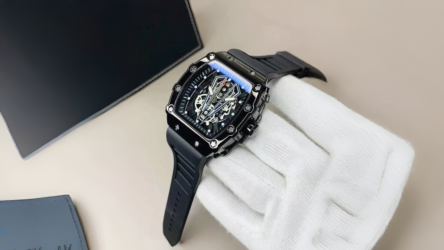 Black Skelton Chronograph Watch.