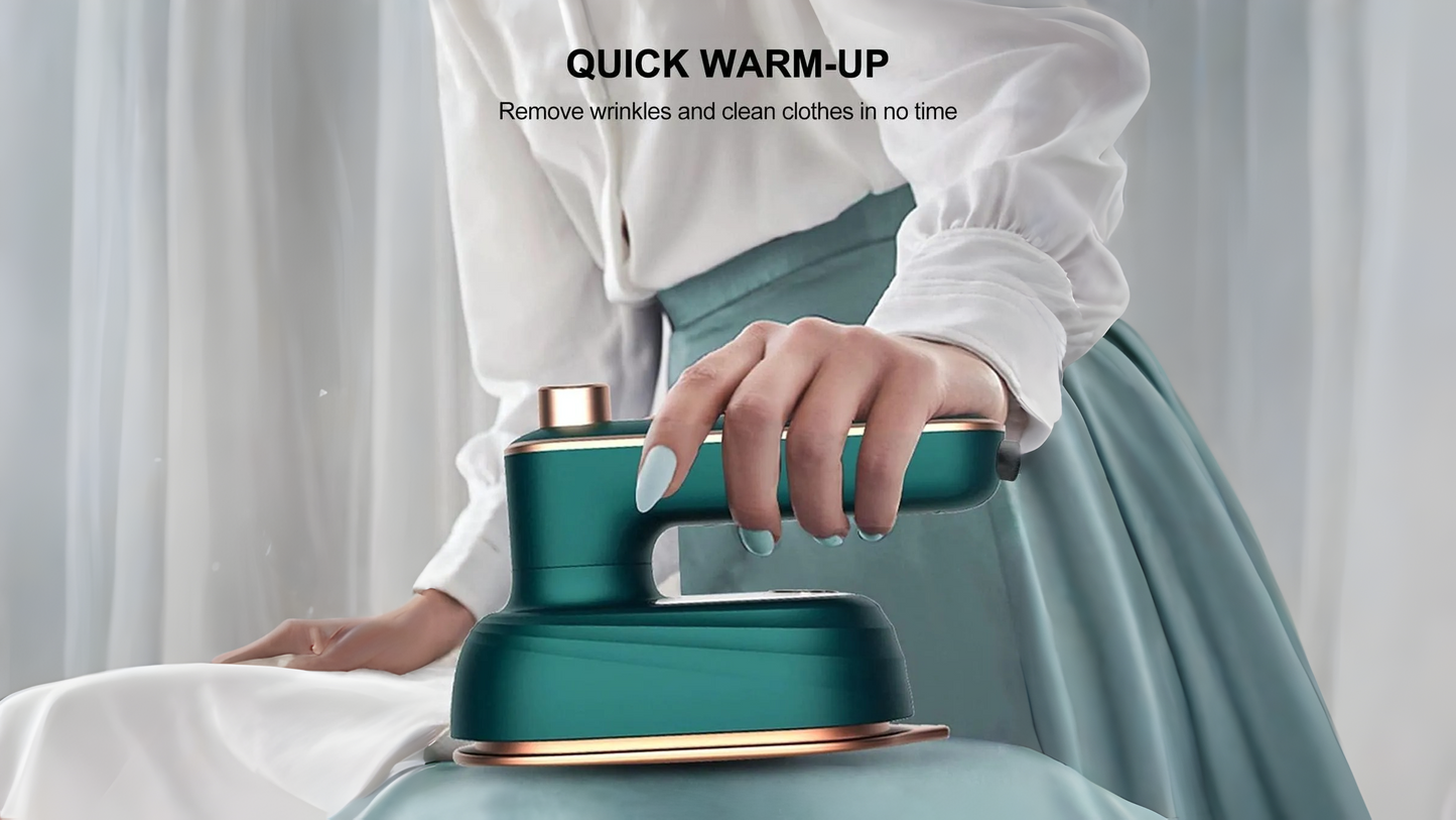 Mini Travel Iron Green Gold Foldable Stainless Steel.